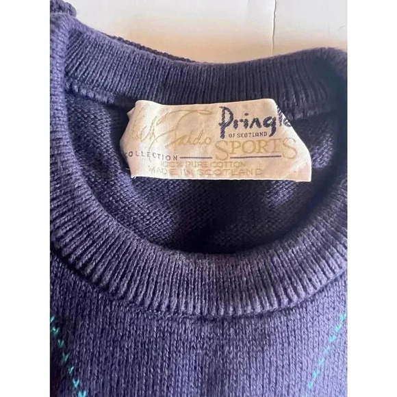 Vintage Nick Faldo Pringle navy blue long sleeve golf sweater size large - Picture 6 of 14